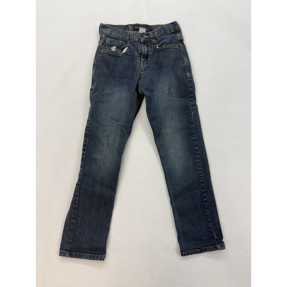 Vintage Rocawear Jeans Kids Size 10/27 (26x24)Blue Embroidered Flap Pockets Y2K
